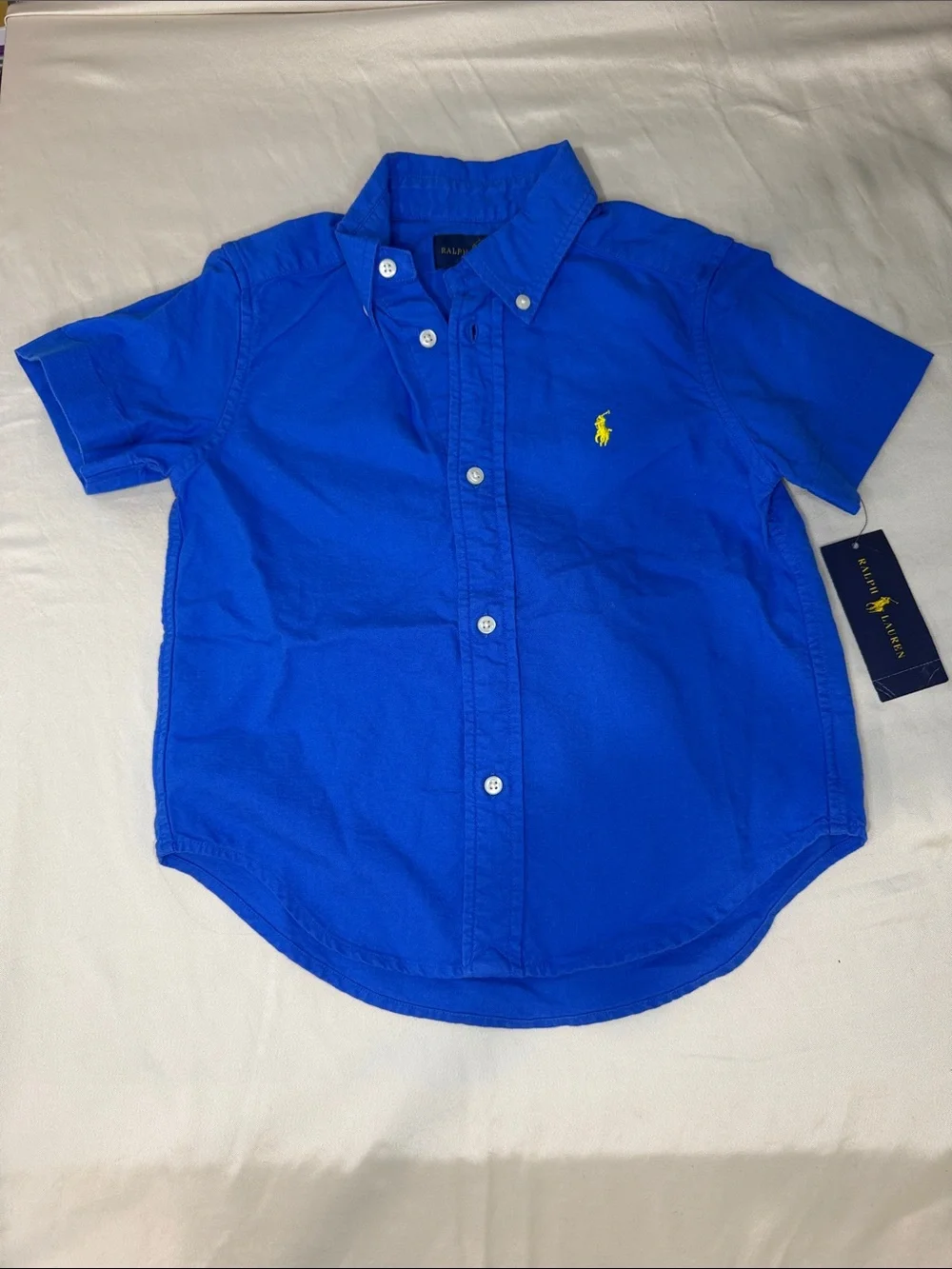 Ralph Lauren Boys' Short-Sleeve 100% cotton Button-Down Shirt - Blue